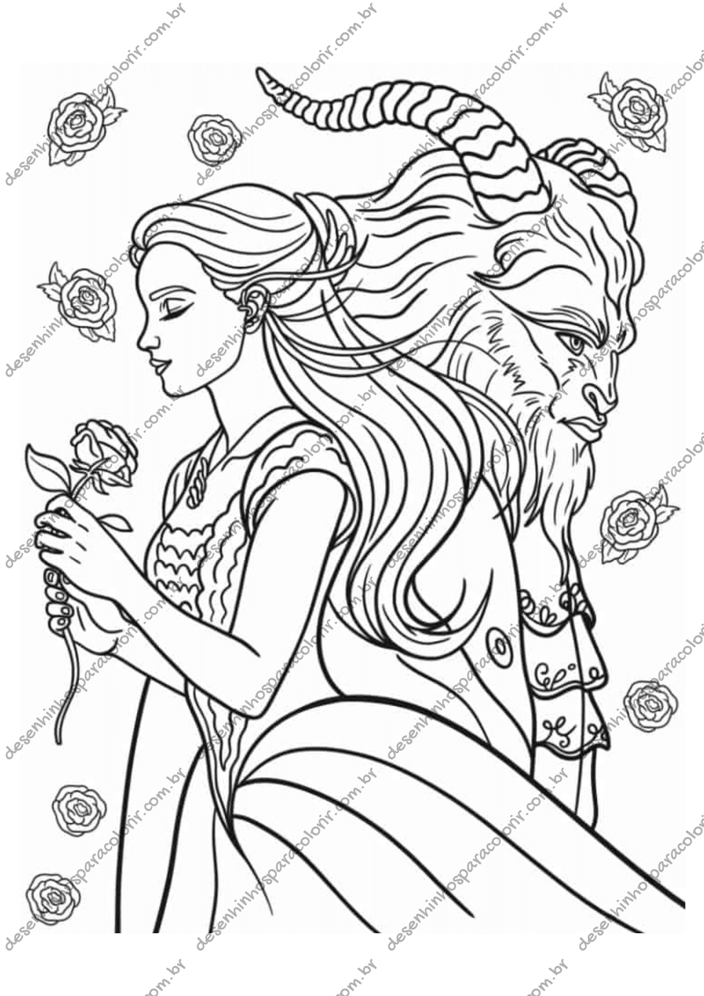 desenho da Bela para colorir