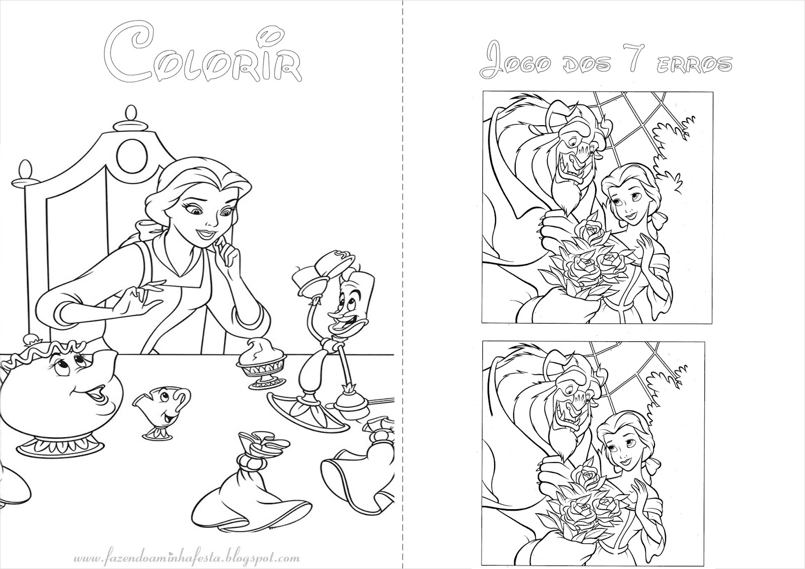 desenhos do castelo da Bela e a Fera para colorir