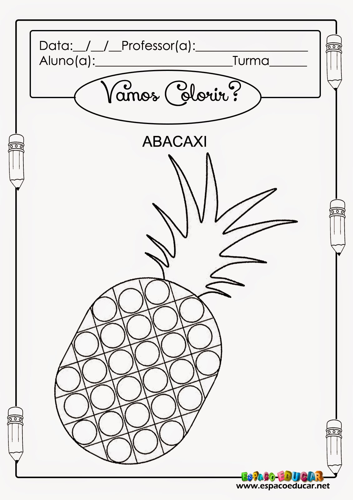 desenho de abacaxi para imprimir