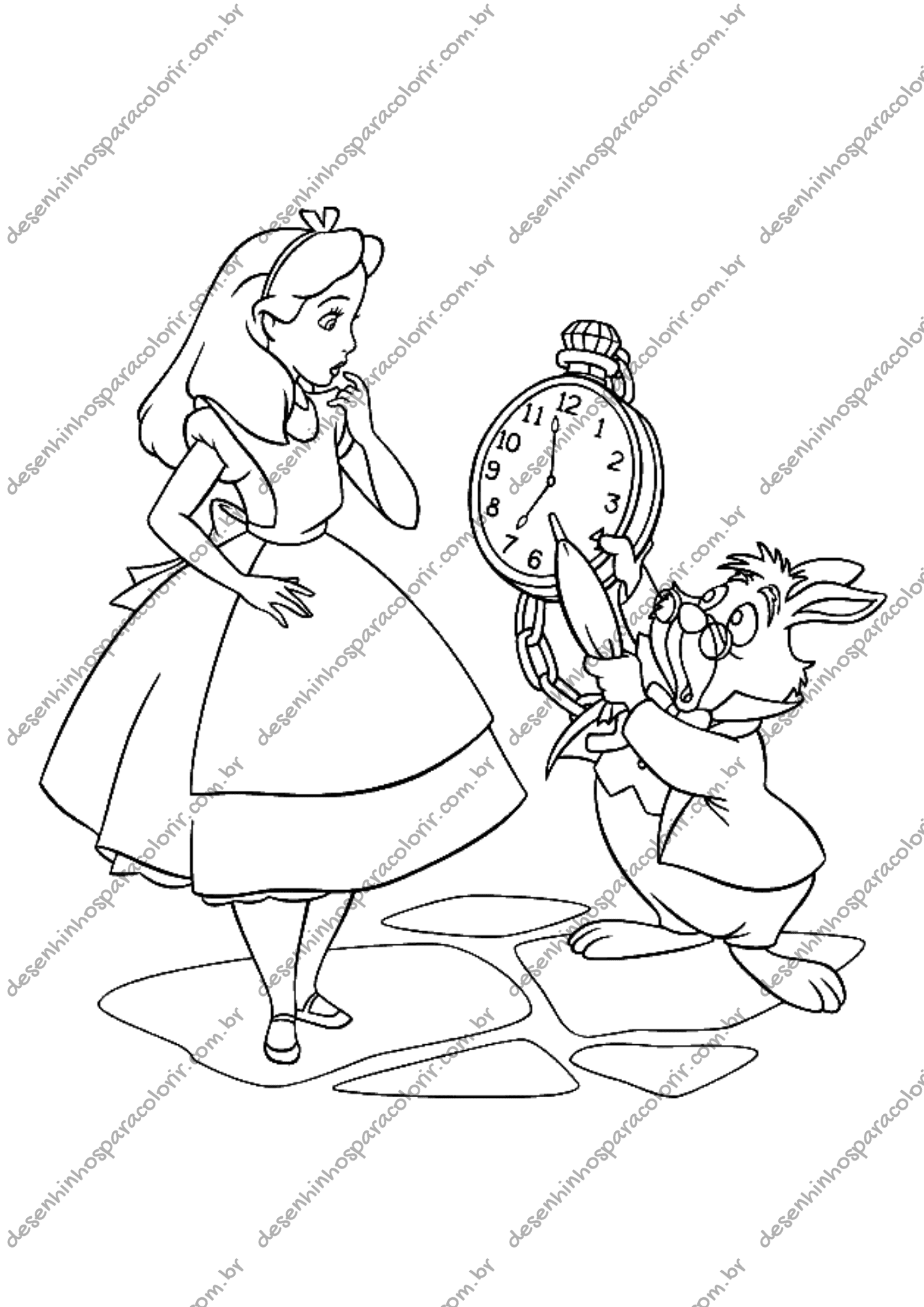 Desenhos Alice no País das Maravilhas para imprimir
