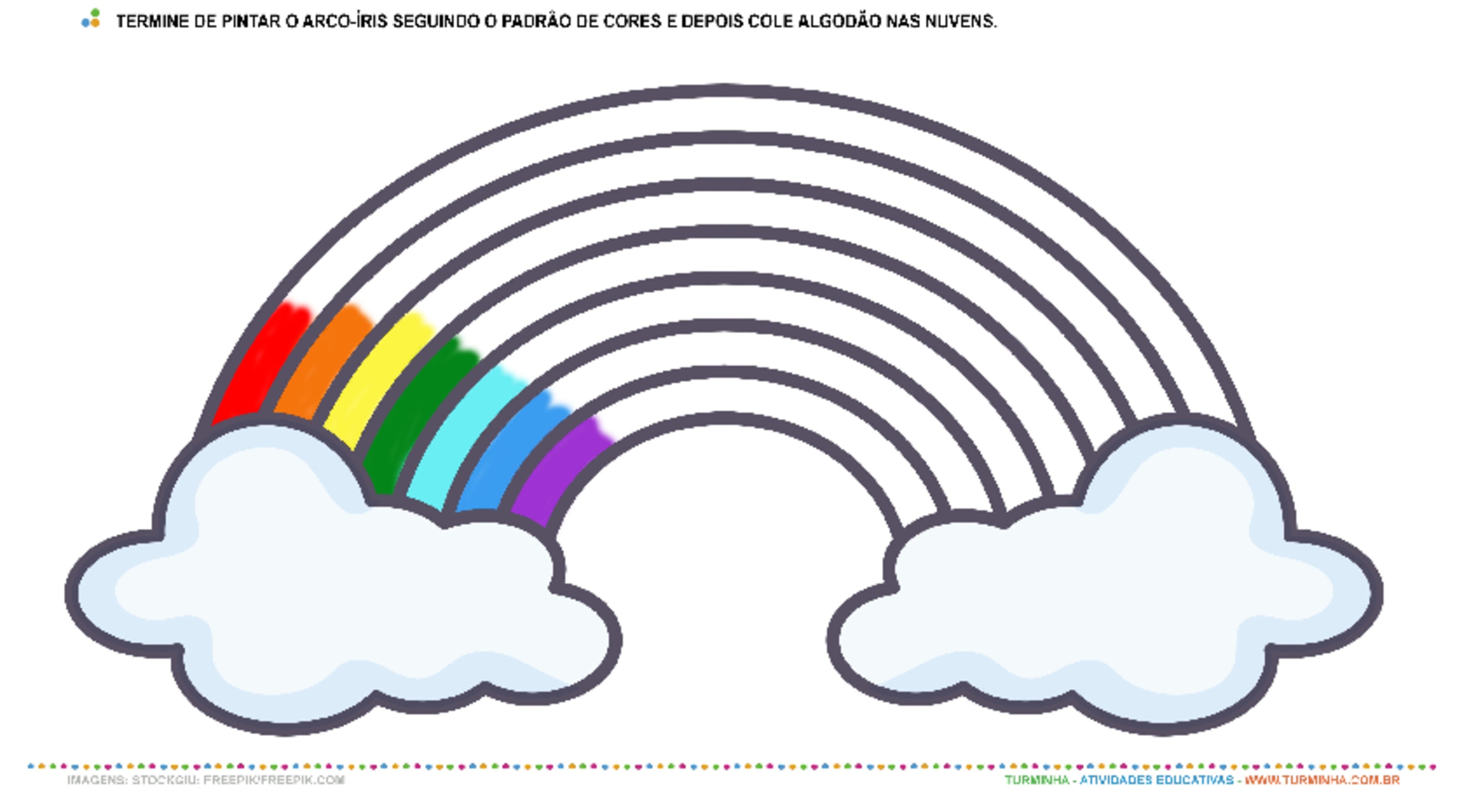 como desenhar um arco íris para colorir
