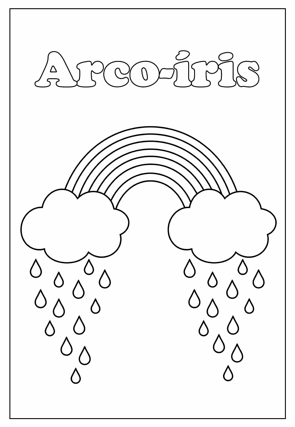 arco íris com unicórnio para colorir