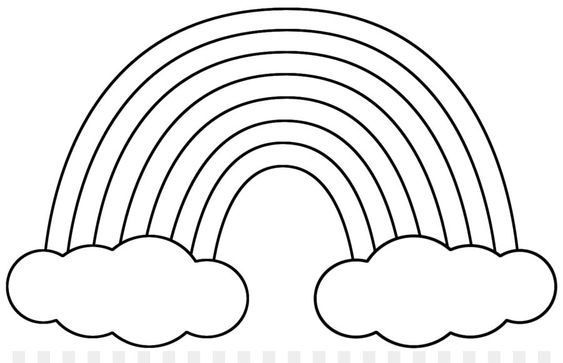 arco íris com nuvens para colorir
