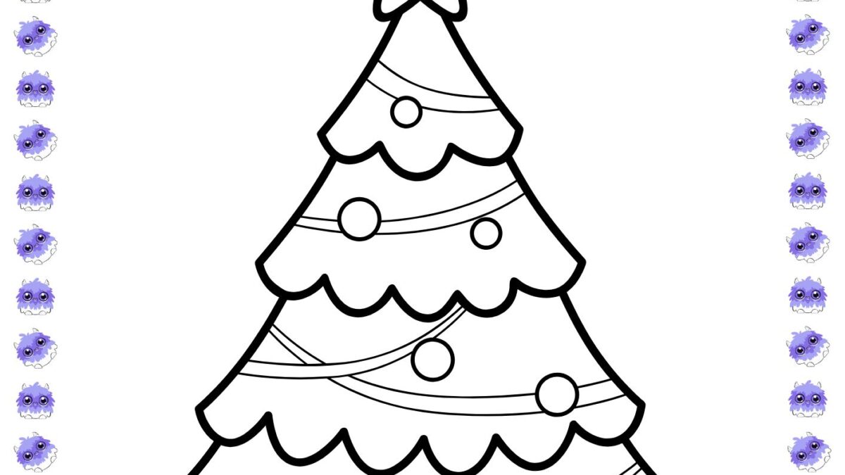 árvore de natal em preto e branco para colorir