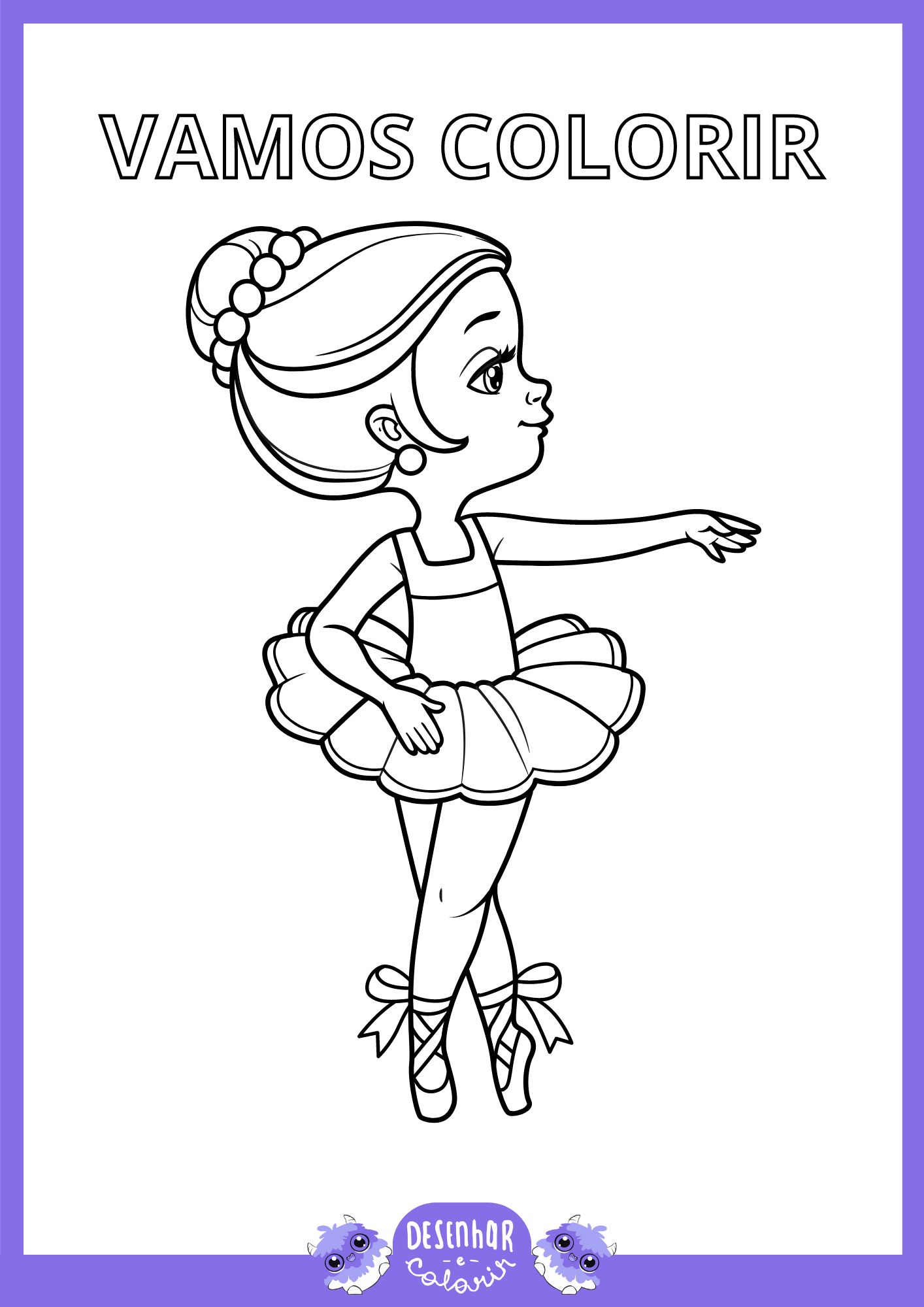bailarina com sapatilhas de ponta para colorir