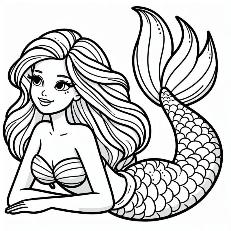 barbie sereia desenho animado para colorir