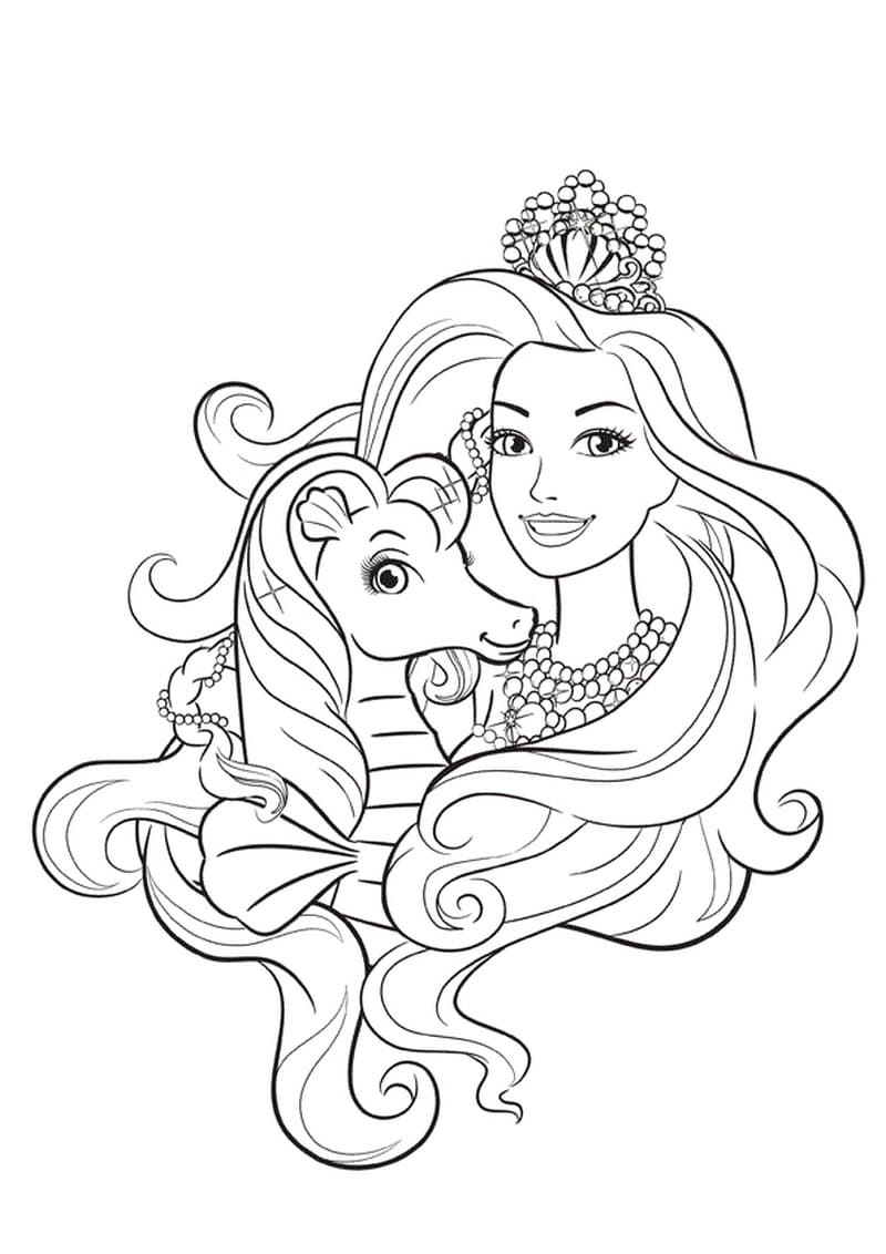 desenho barbie sereia com cavalo marinho