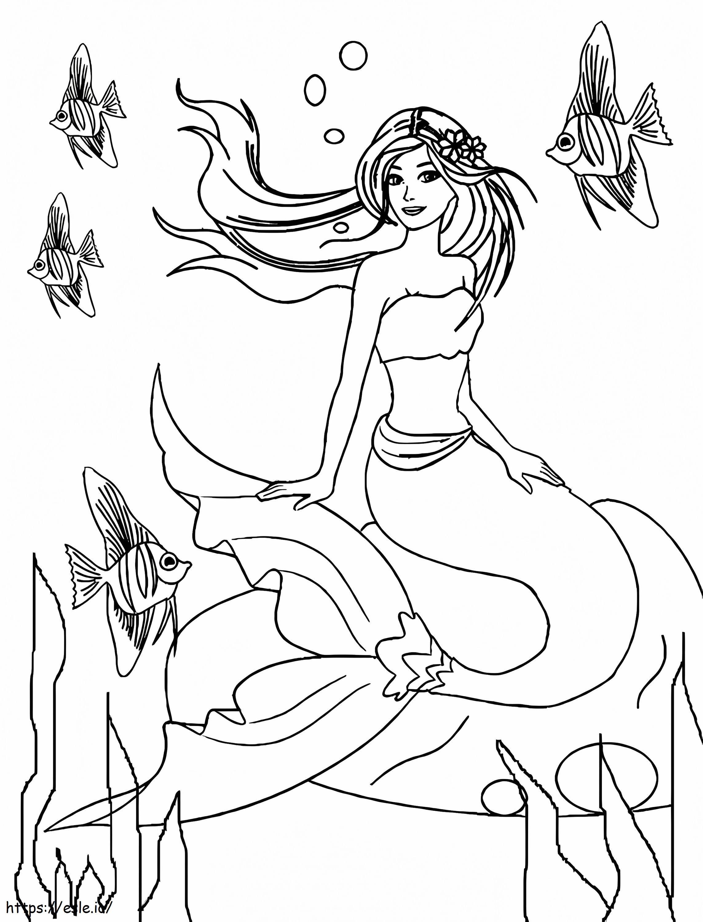 barbie sereia desenho para pintar com canetinha