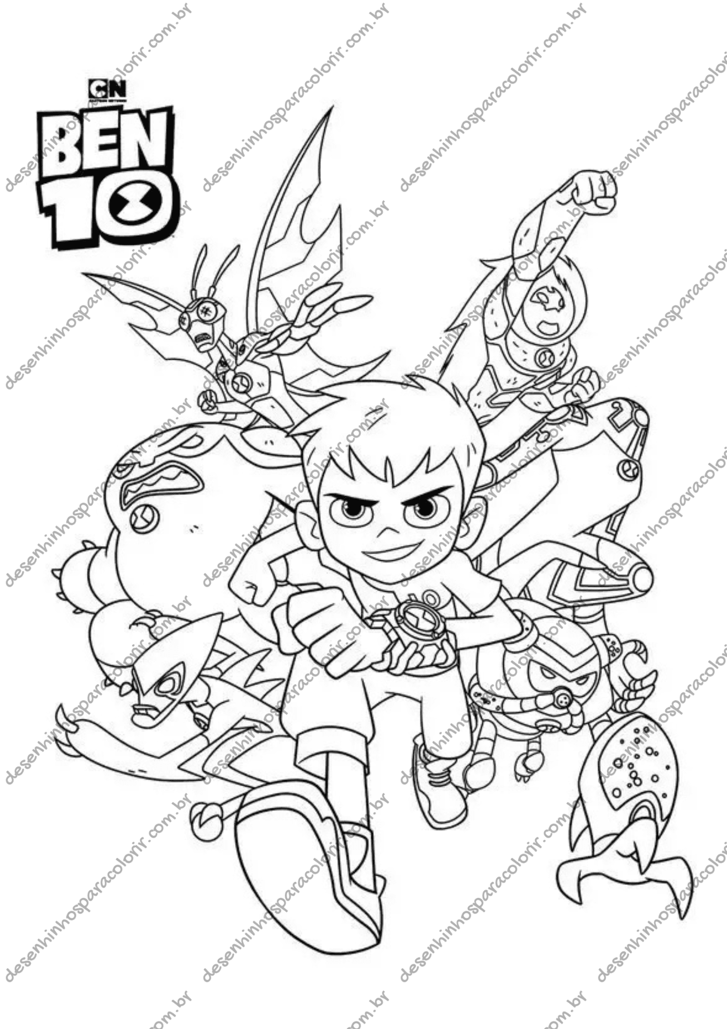 ben 10 para colorir alien x