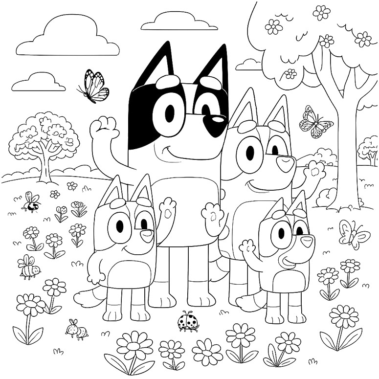 personagens de bluey para colorir