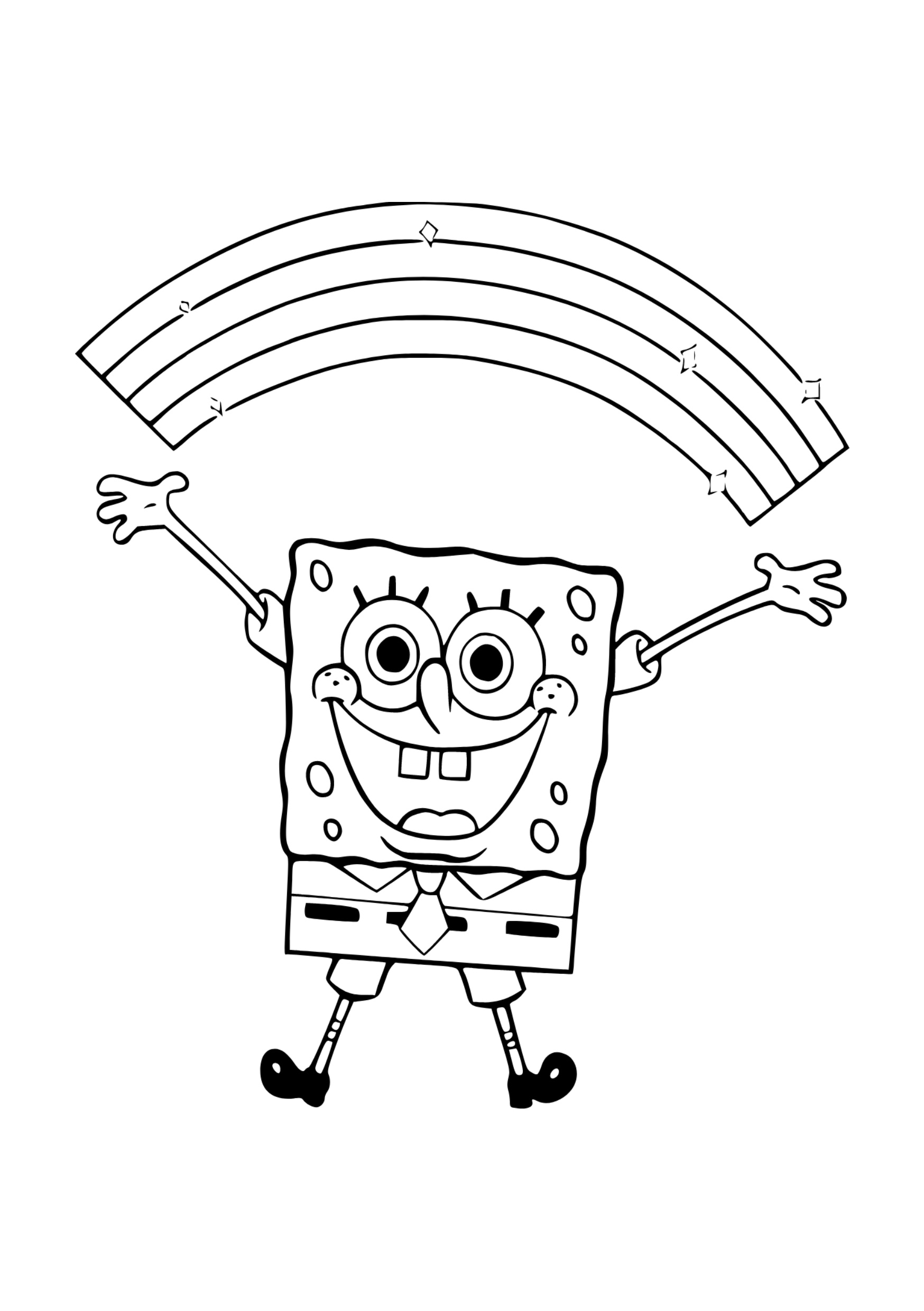 bob esponja caçando águas-vivas para colorir