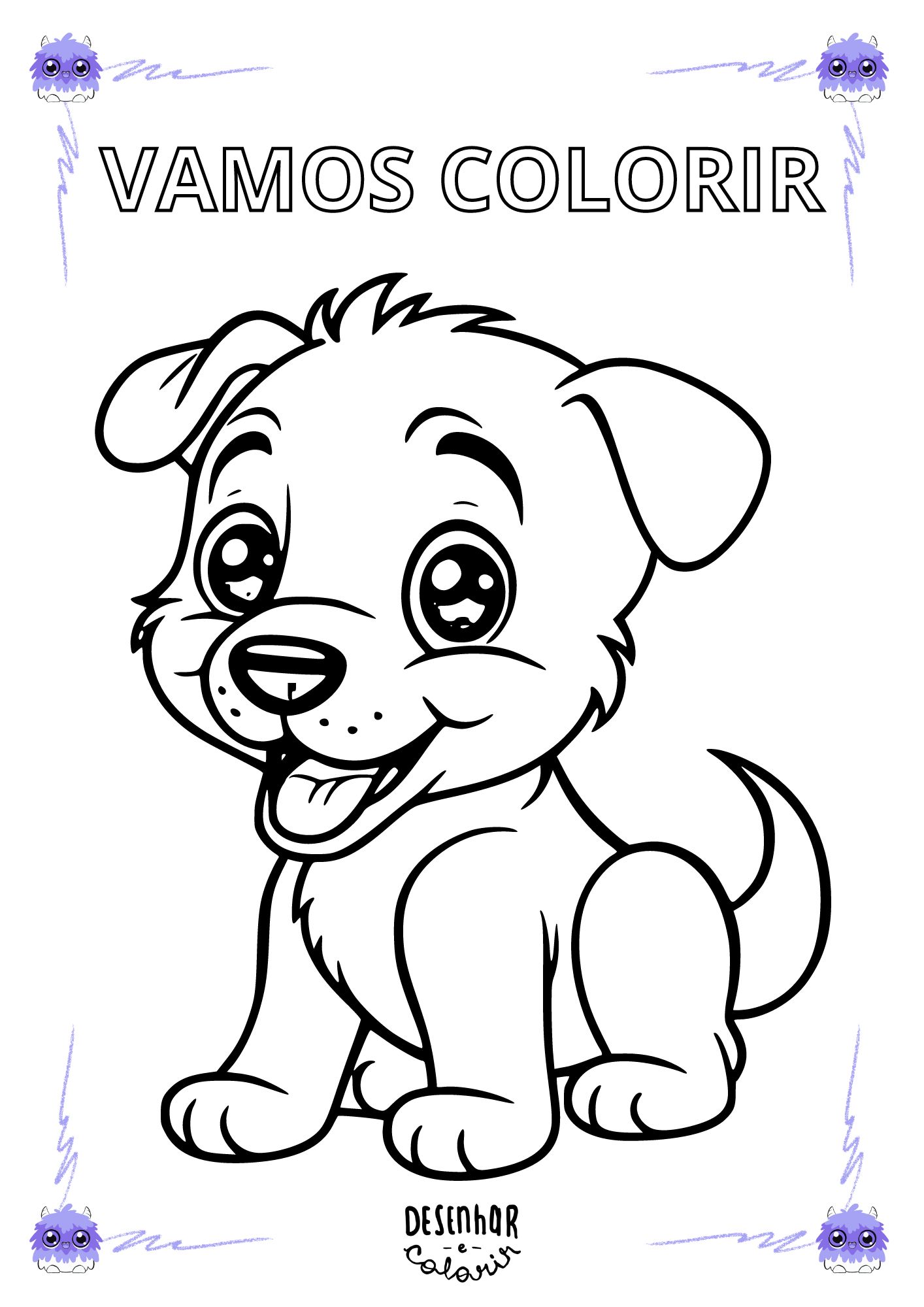 desenho de cachorro para colorir simples