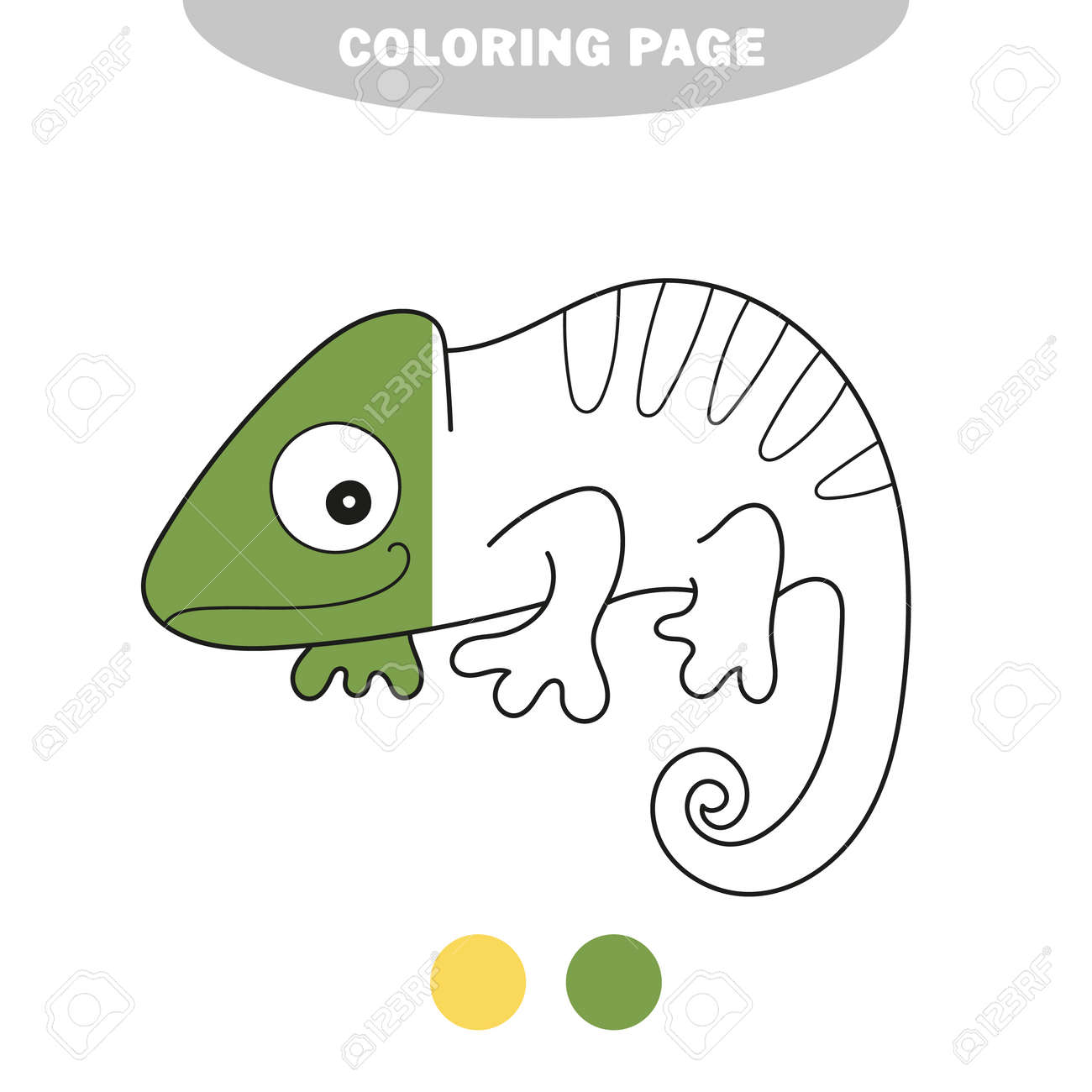 camaleão fácil de colorir