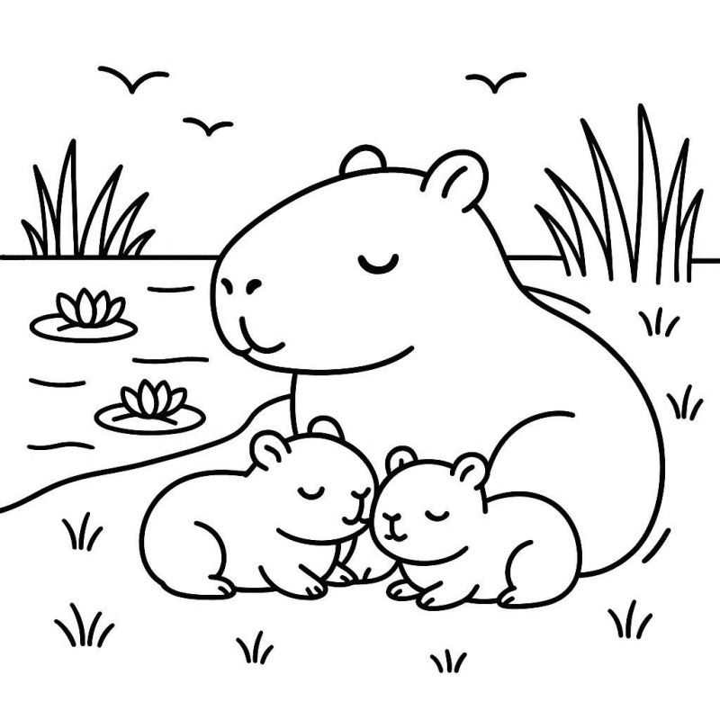 desenho de capivara realista para colorir