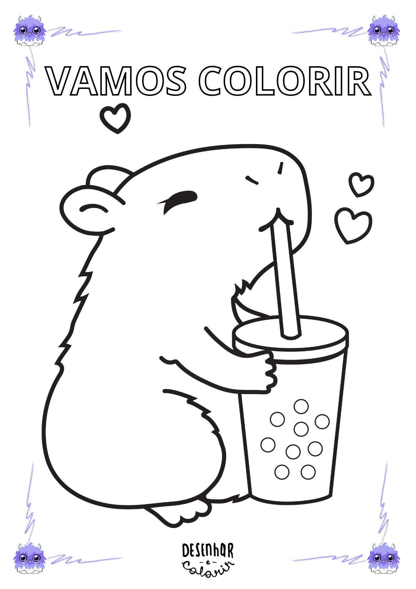 capivara desenho para colorir simples