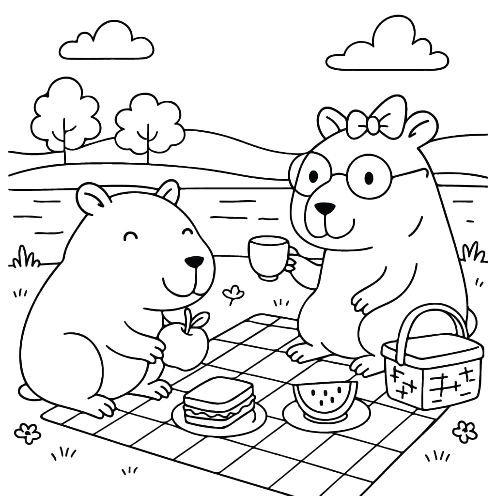 capivara desenho para colorir fácil