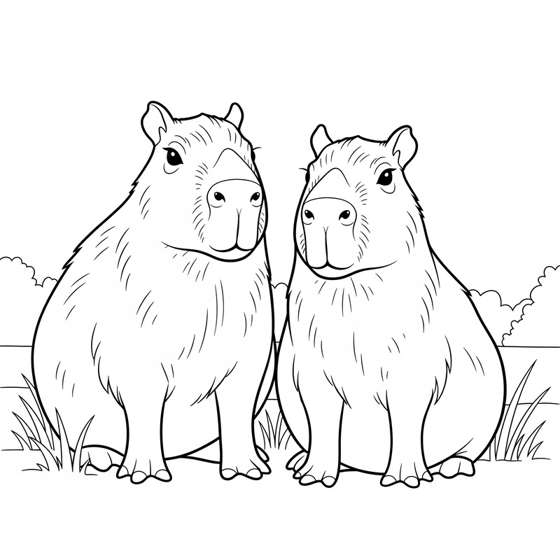 desenho de capivara realista para colorir