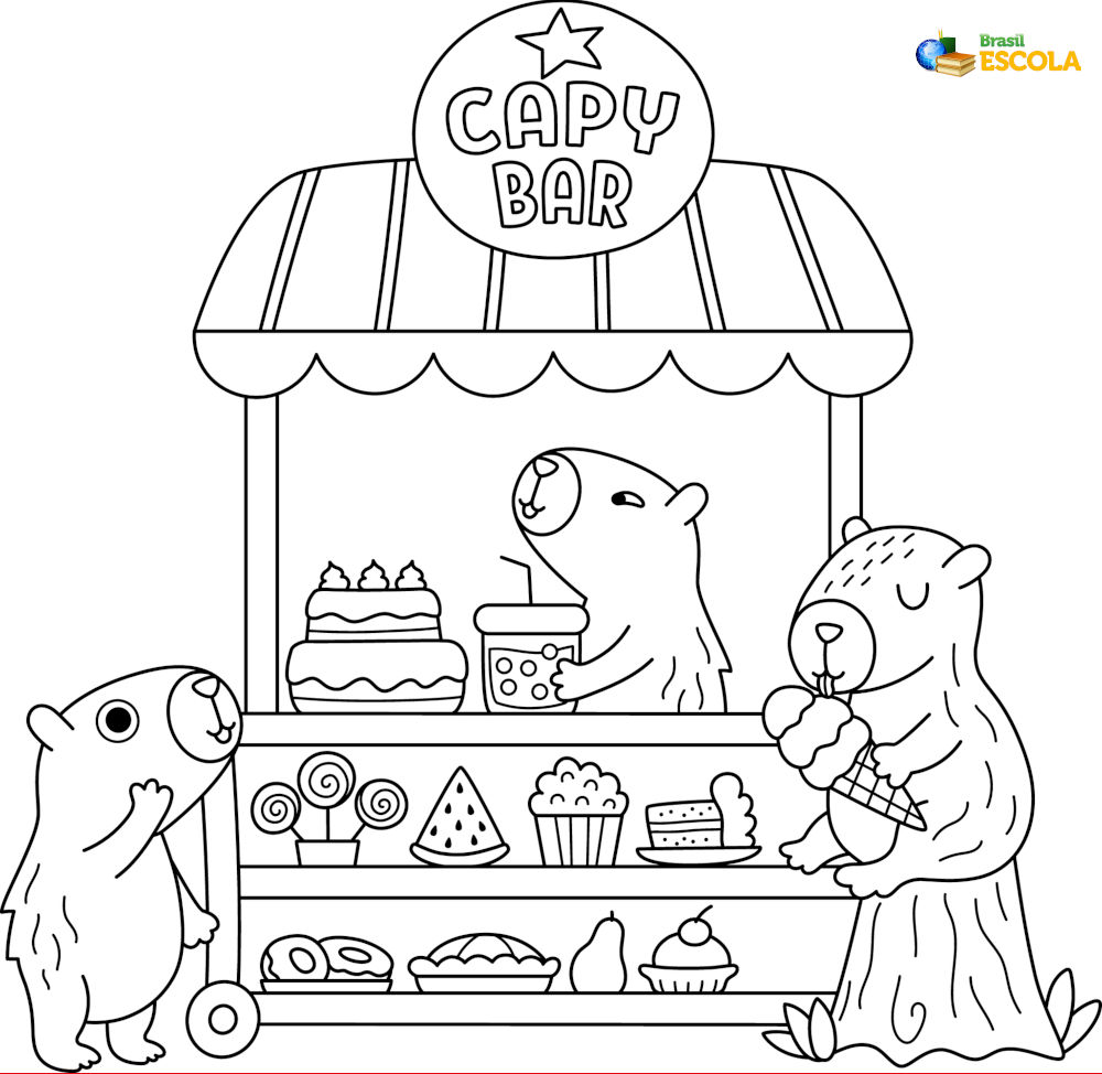 capivara desenho para colorir infantil