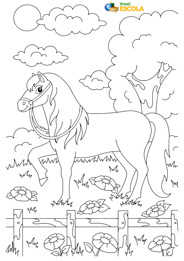cavalo de fazenda para colorir