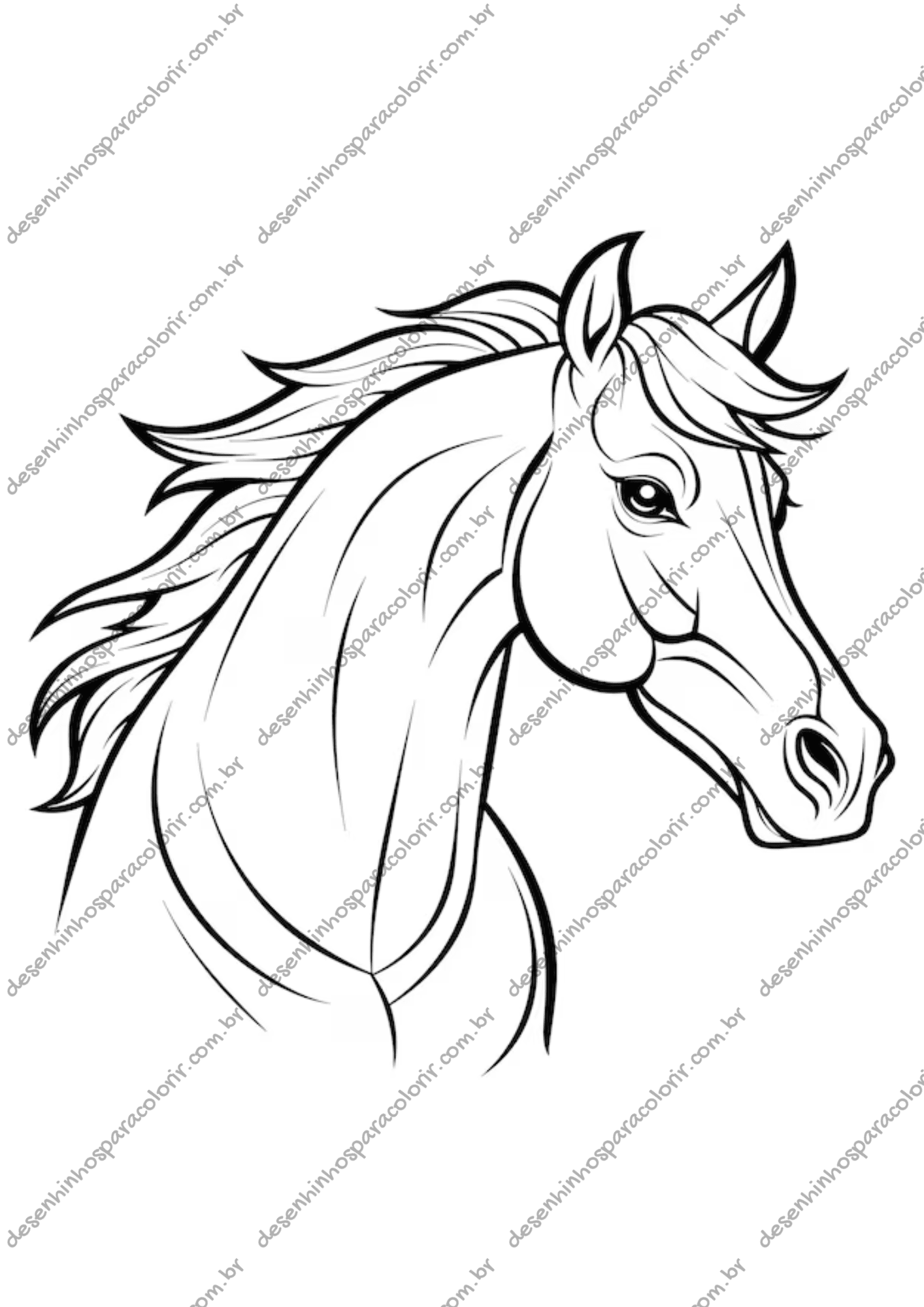 desenho de cavalo realista para colorir