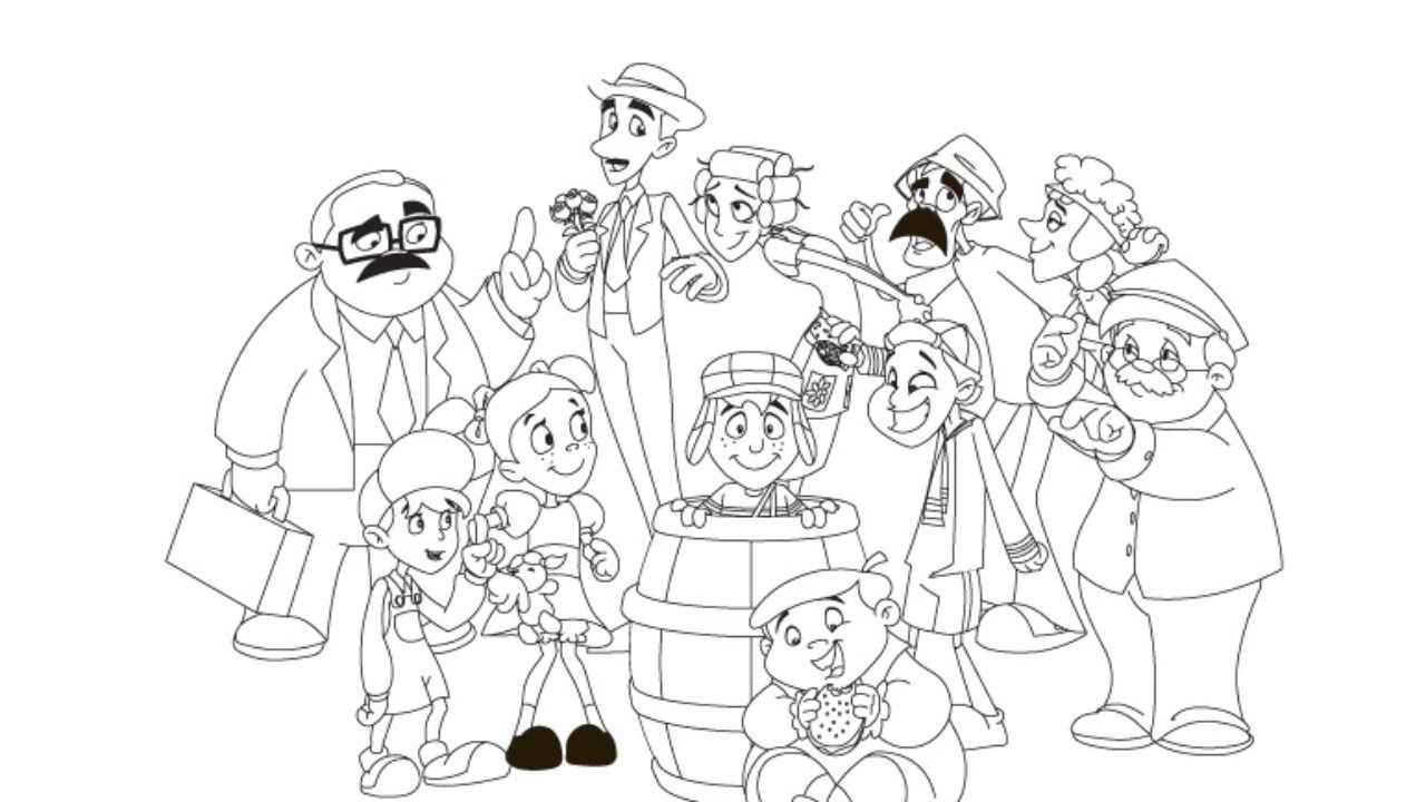 Turma do Chaves completa para colorir