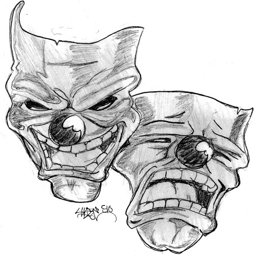desenho de comédia e tragédia para pintar