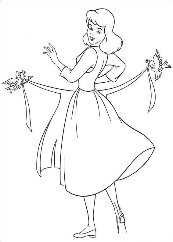 Cinderela e a Fada Madrinha para colorir