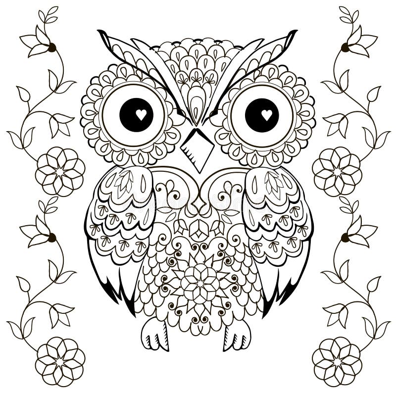coruja com óculos para colorir