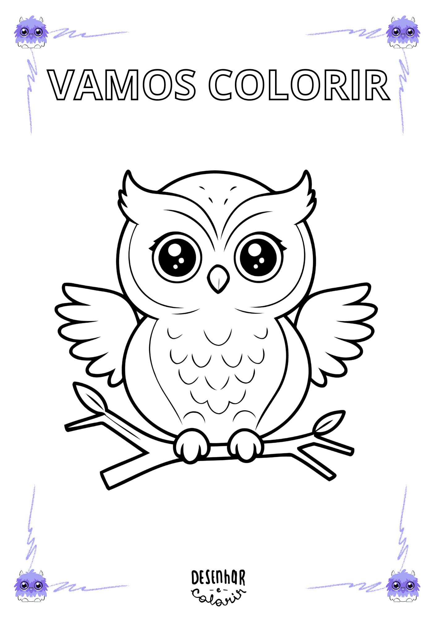 coruja de natal para colorir