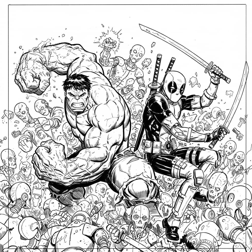 colorir Wolverine e Deadpool