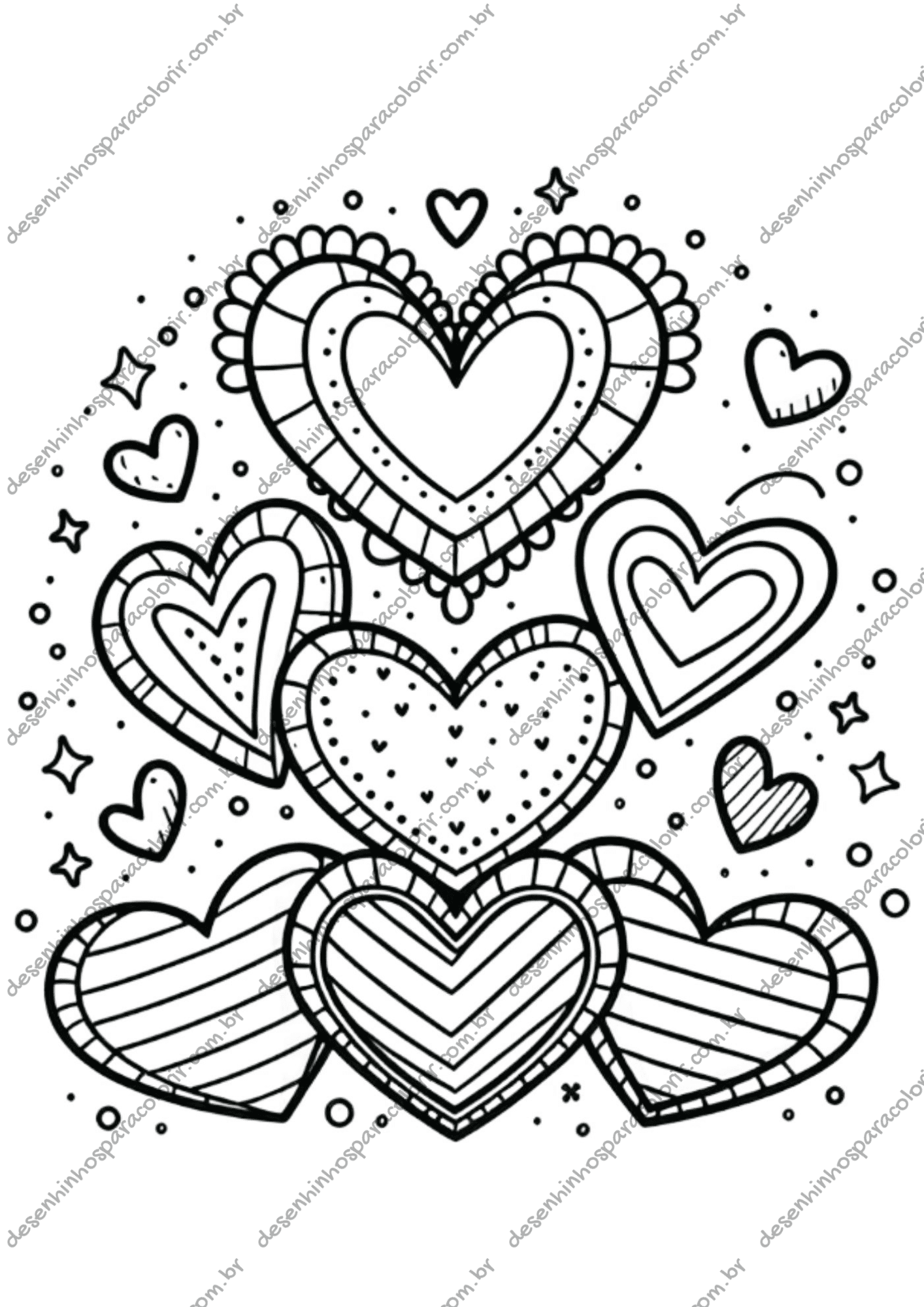 desenho com coracao para colorir