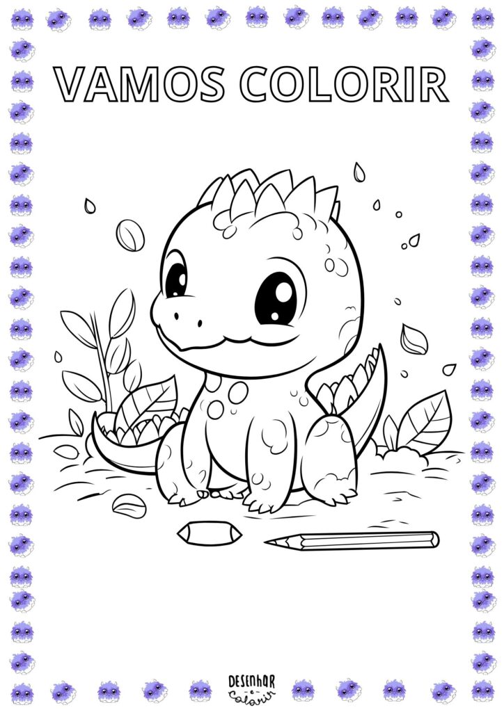 Dinossauros Kawaii para Colorir: A Fofura Pré-Histórica que as Crianças Amam