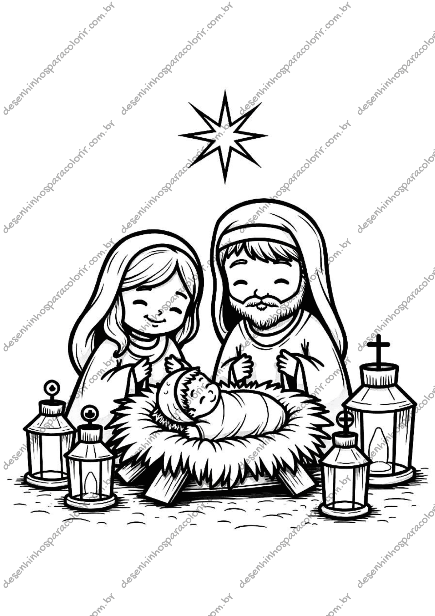 A história de Jesus através de desenhos para colorir