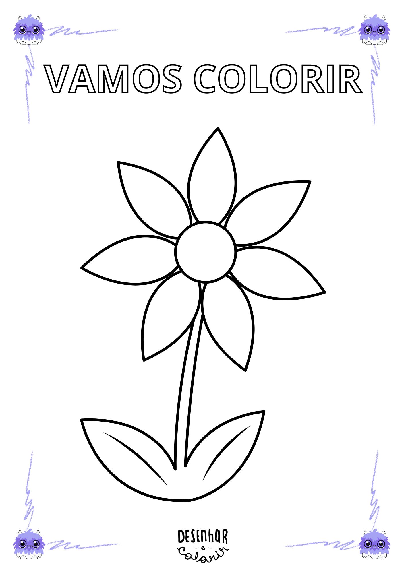 desenho flor para colorir
