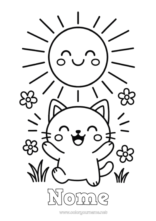 10 Desenhos de Gatos Kawaii para Crianças