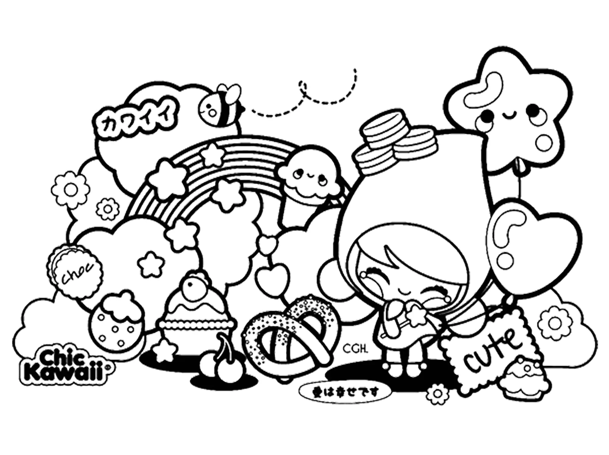 desenho kawaii para colorir