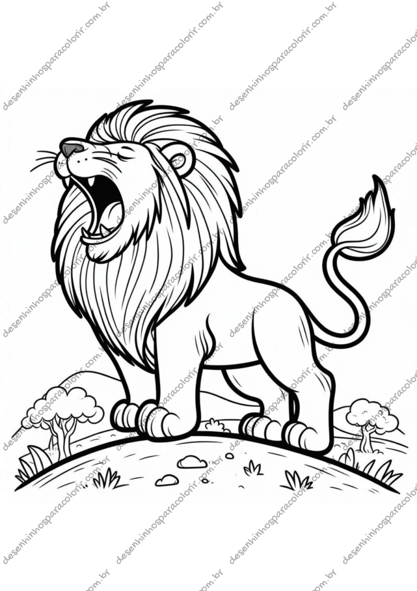 desenho leão para colorir