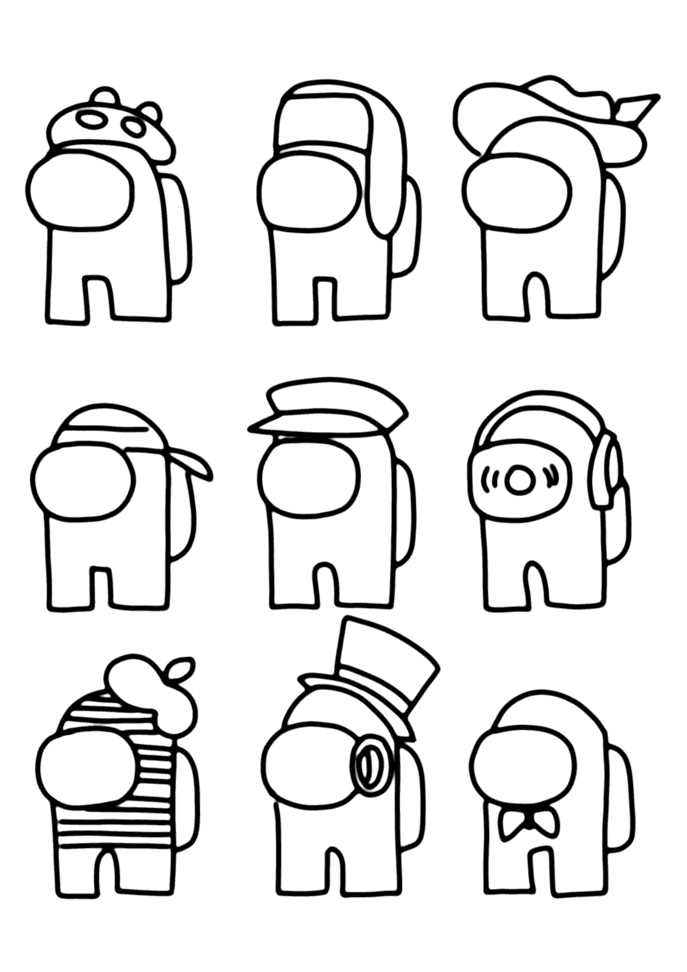 desenho among us em todas as 18 cores