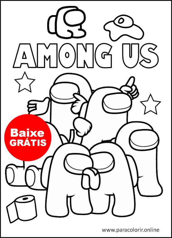 desenho among us em todas as 18 cores