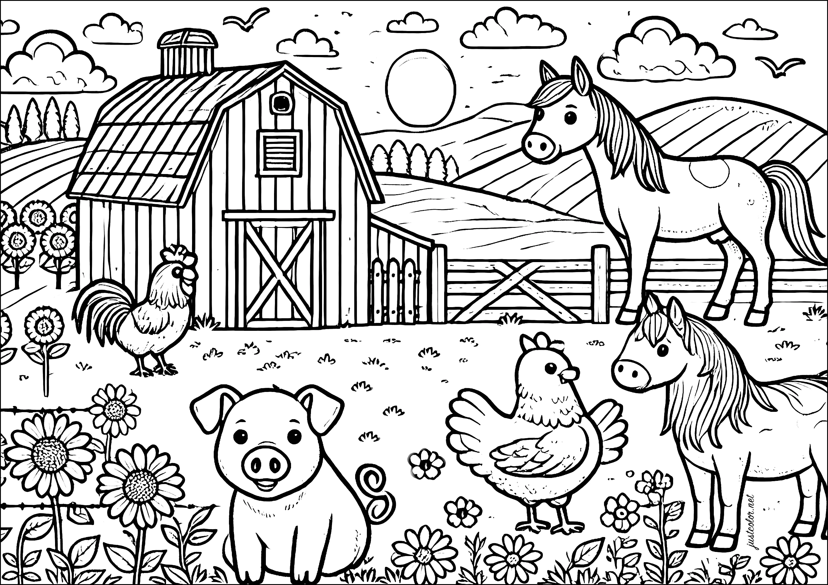 colorir animais da roça