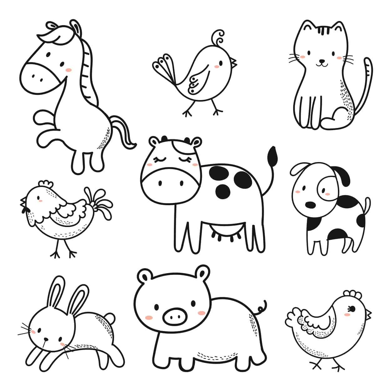 desenhos de animais selvagens fofos para colorir