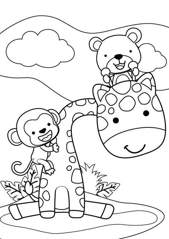 animais fofos estilo anime para colorir