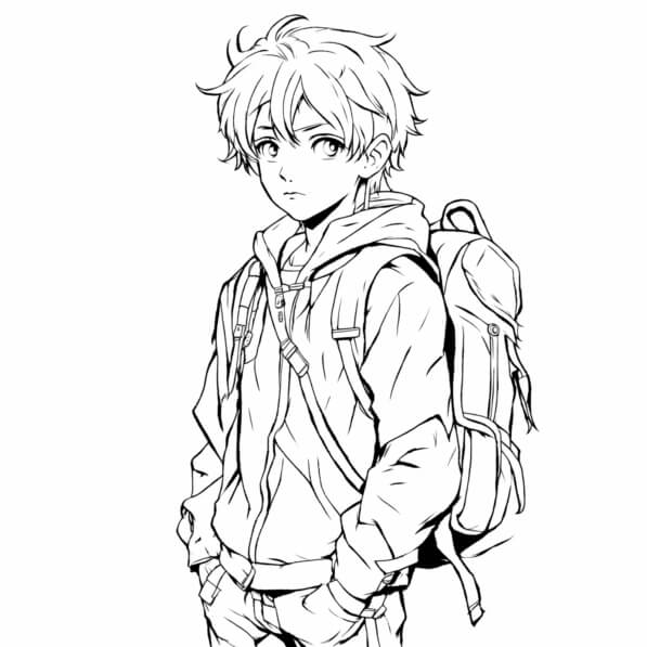 anime boy para pintar