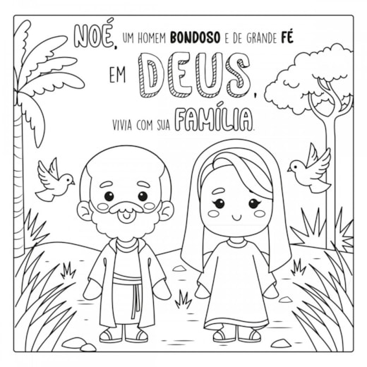 desenho kawaii arca de noe