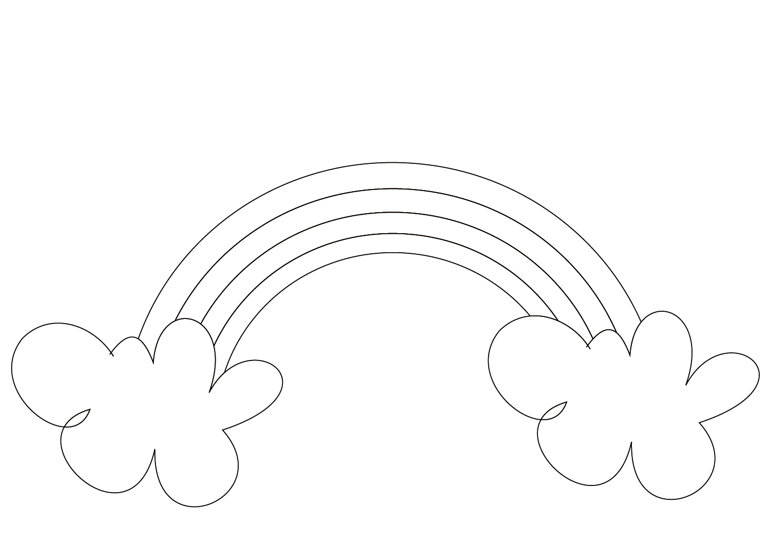 desenho de arco iris com nuvens