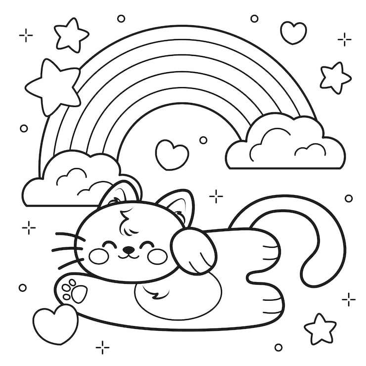 desenho de arco iris com nuvens