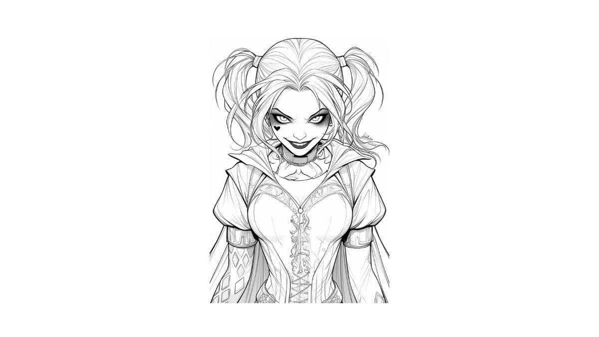 desenho para colorir arlequina