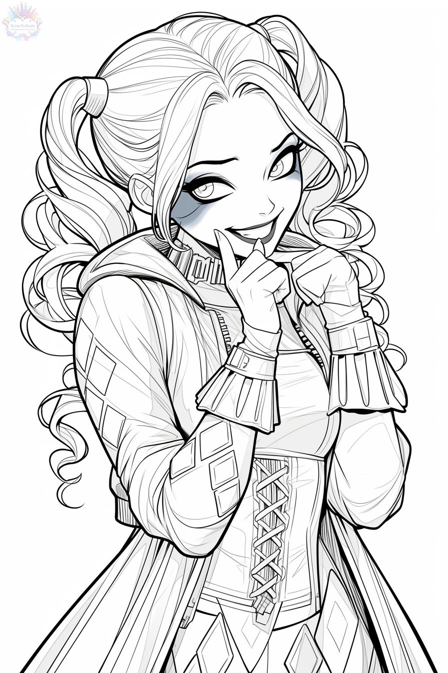 desenho para colorir arlequina