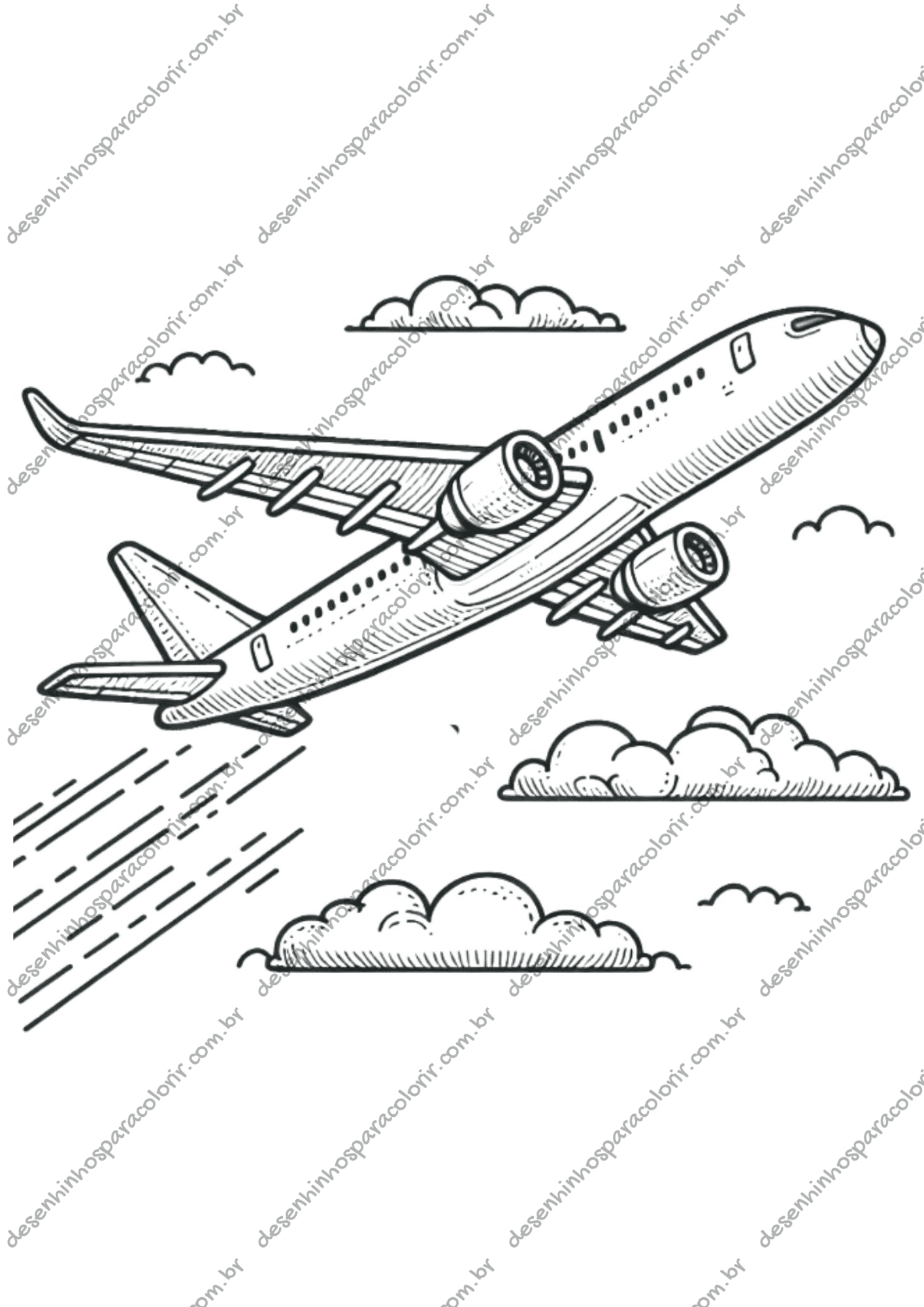 avião de papel para colorir