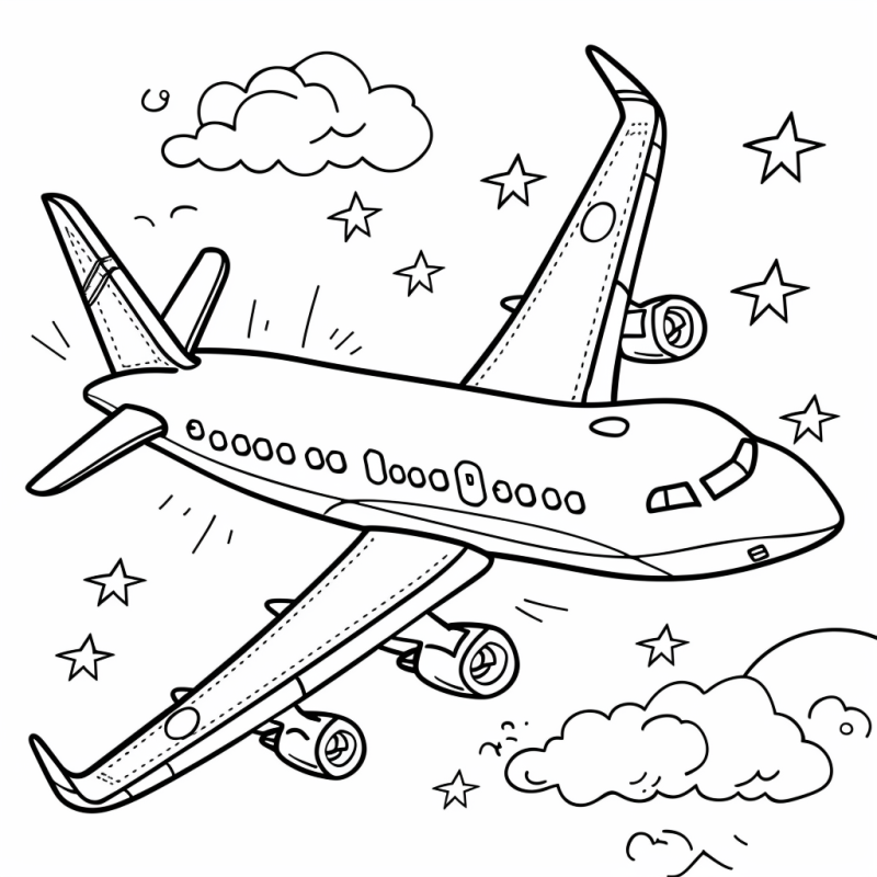 desenho de avião realista para colorir